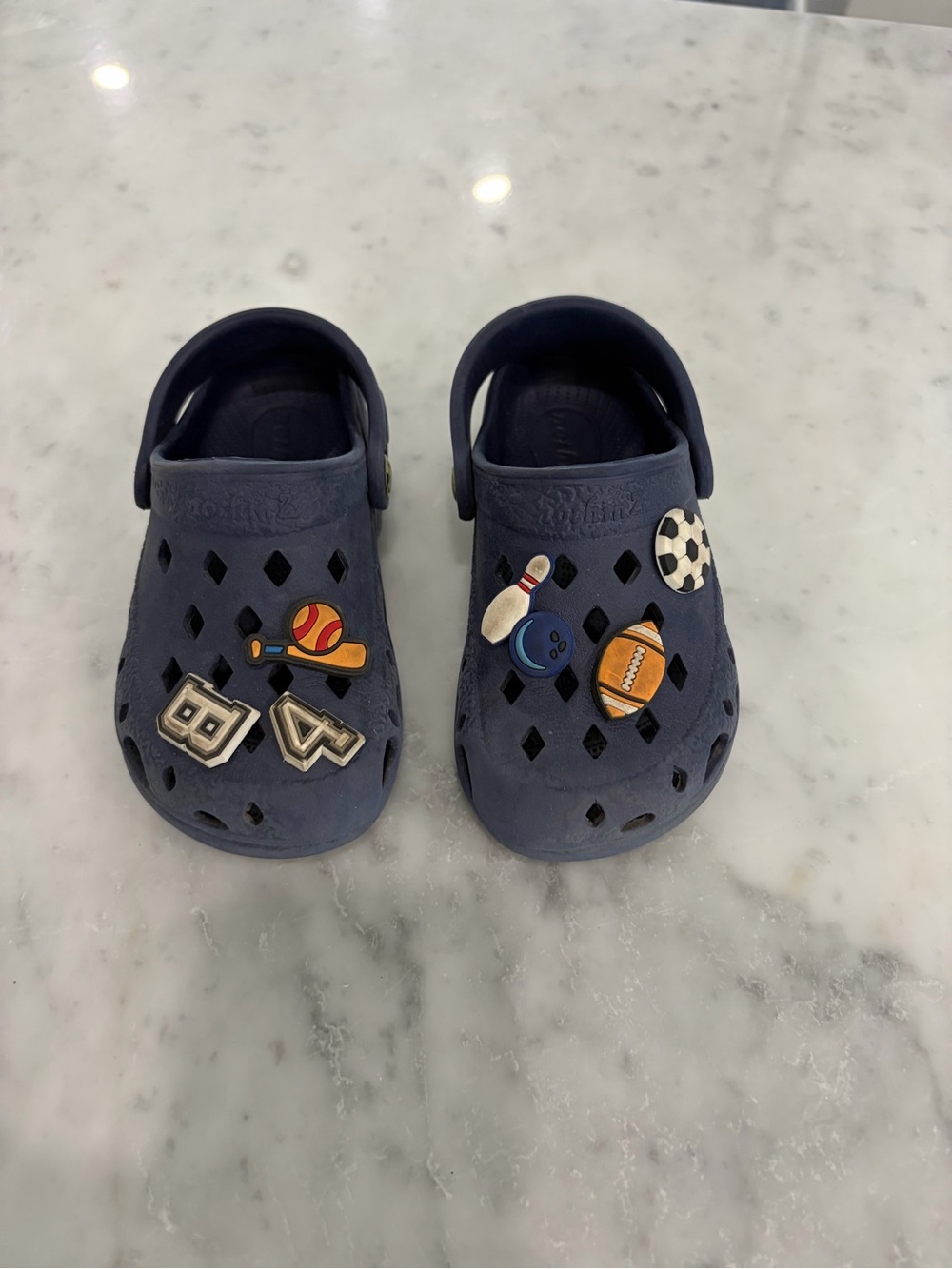 Kids Navy Slip-On Clog with Sports Charms